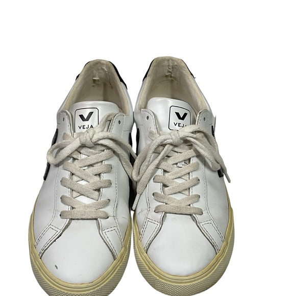 Vera ESPLAR LEATHER WHITE BLACK Sneakers size 7 - Picture 2 of 9